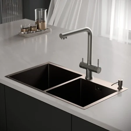 MR-7843BL Набор 3 в 1 РМС (кухонная мойка+ корзина раздвижная+ дозатор врезной)