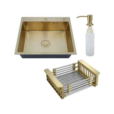 MR-6050G Набор 3 в 1 РМС (кухонная мойка+ корзина раздвижная+ дозатор врезной)