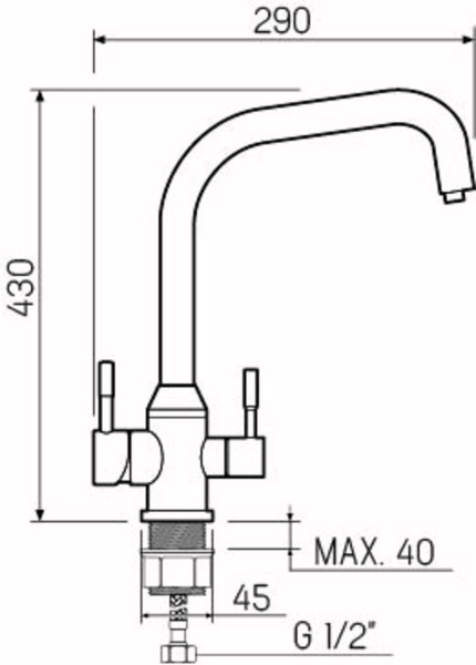 Смеситель  для кухни РМС SUS124-017F-015 с фильтром для питьевой воды