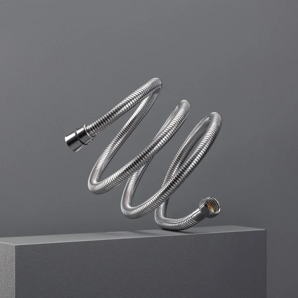 Шланг для душа SH 08 с двойным замком и с мелким шагом плетения растяжной 150 см-190 см Хром