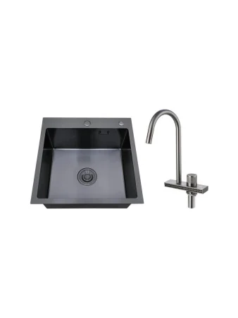 Комплект кухонная мойка со смесителем MR5050BL+PVD-017F
