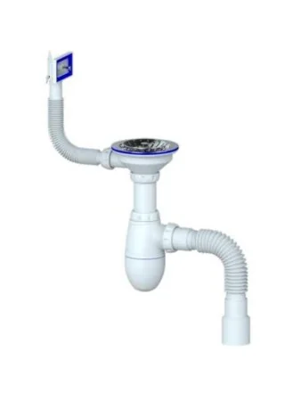 Сифон для мойки с прямоугольным переливом Unicorn B425 Гибкий отвод