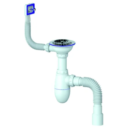 Сифон для мойки с прямоугольным переливом Unicorn B425P Гибкий отвод