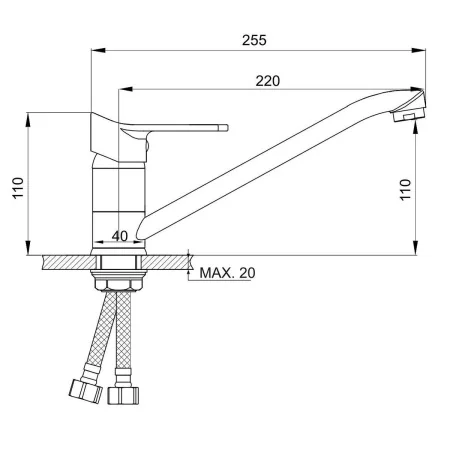 Смеситель для кухни РМС SL137-004F-25 однорычажный с длинным изливом Хром