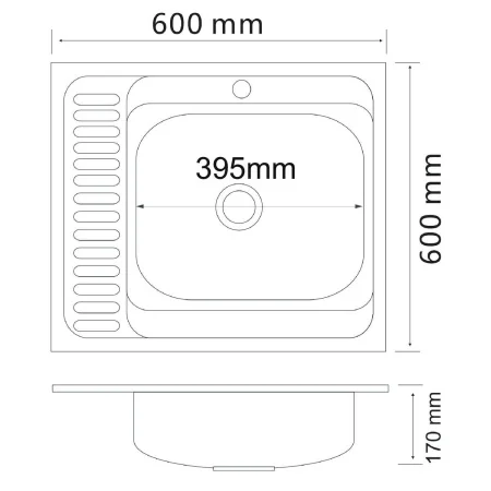 Мойка для кухни РМС MG6-6060R Накладная глянцевая