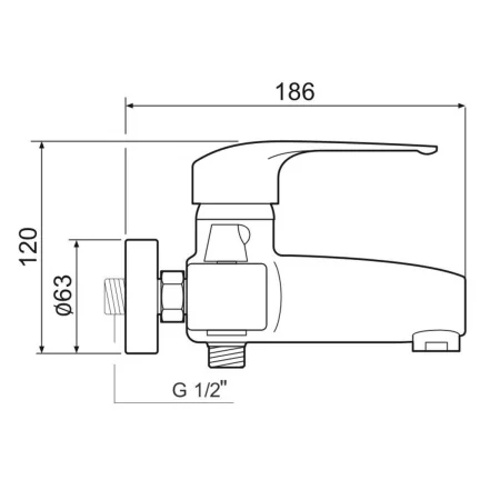 Смеситель для ванны с душем РМС SL50-009E с коротким изливом Хром