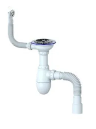 Сифон для мойки с круглым переливом Unicorn B426P Гибкий отвод