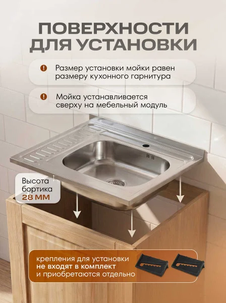 Мойка для кухни РМС MG6-6060R Накладная глянцевая