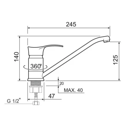 Смеситель для кухни РМС SL86-004FBS-25 с длинным изливом Хром
