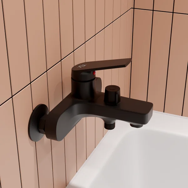 PL7BL-009E Смеситель для ванны  из высокопрочного пластика-Черный