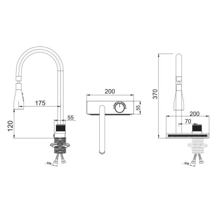 Смеситель для кухни РМС SUS130-017F-2 с переключением Нержавеющая сталь
