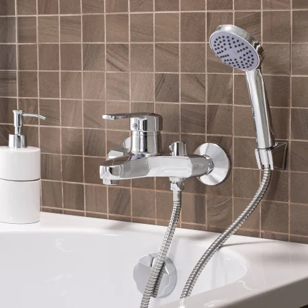 Смеситель для ванны с душем РМС SL50-009E с коротким изливом Хром