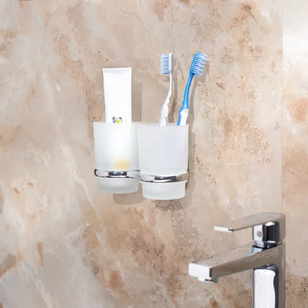 Держатель для зубных щеток РМС A6021 стеклянный стакан двойной