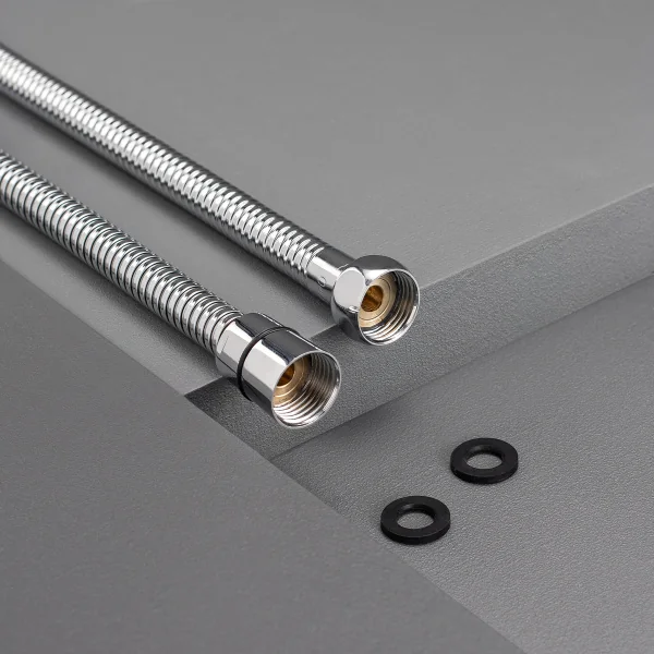 Шланг для душа SH 08 с двойным замком и с мелким шагом плетения растяжной 150 см-190 см Хром