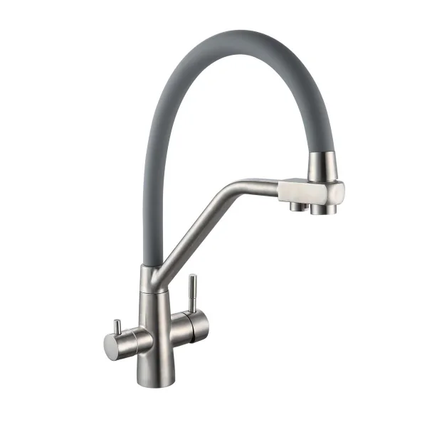 Смеситель для кухни РМС SUS127GY-016F-015 с фильтром для питьевой воды Нержавеющая сталь Серый