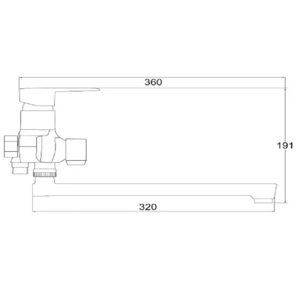Смеситель для ванны РМС PL6CH-006E с длинным изливом Высокпрочный пластик Хром