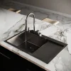 Комплект Мойка для кухни с правым крылом и дозатор РМС MRK-7851BL-L Темный графит