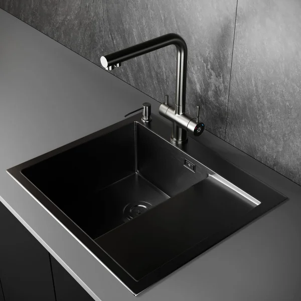 MRK-5851BL-L Набор 2 в1 РМС/кухонная мойка с правым крылом + дозатор