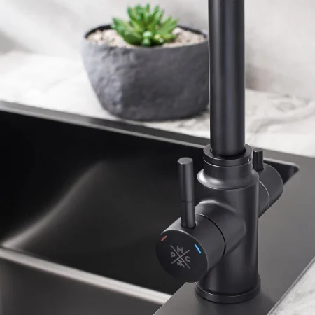 Смеситель для кухни РМС SUS125BL-017F-015 с фильтром для питьевой воды Нержавеющая сталь Черный