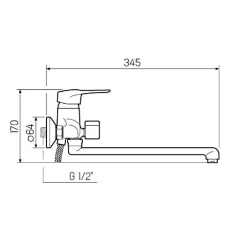 Смеситель для ванны с душем РМС SL55-006EK универсальный Хром