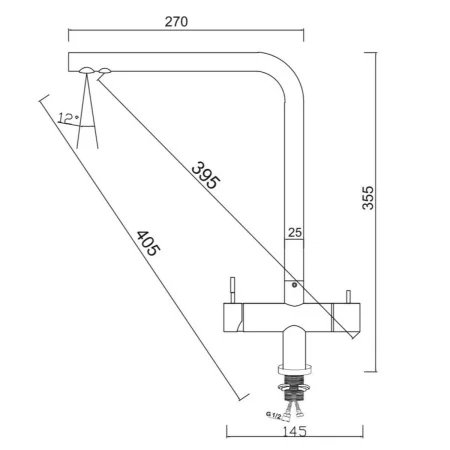 Смеситель для кухни РМС SUS127PVD-017F-015 с фильтром для питьевой воды и PVD покрытием Нержавеющая сталь
