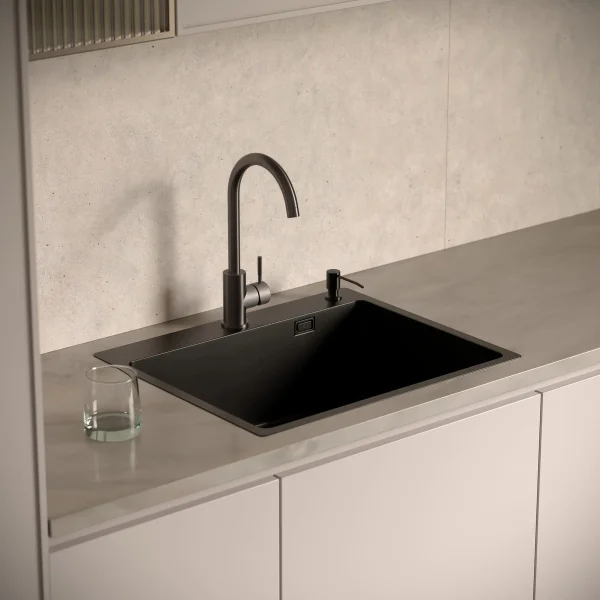 MR-6050BL Набор 3 в 1 РМС (кухонная мойка+ корзина раздвижная+ дозатор врезной)