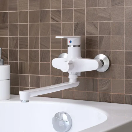 Смеситель для ванны с душем РМС PL6-006E Высокопрочный пластик Белый Смеситель для ванны с душем РМС PL6-006E Высокопрочный пластик Белый