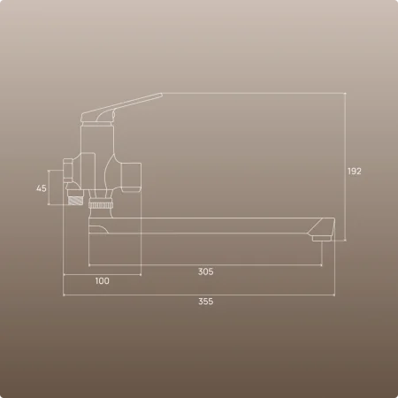 PL7-006E Смеситель для ванны с длинным изливом из высокопрочного пластика-Белый