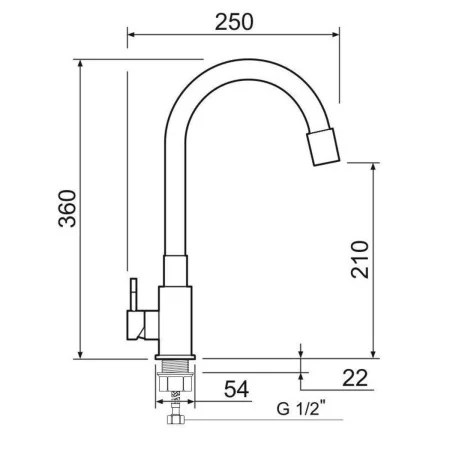 Смеситель для кухни РМС SUS124BL-016F с гибким изливом Нержавеющая сталь Черный