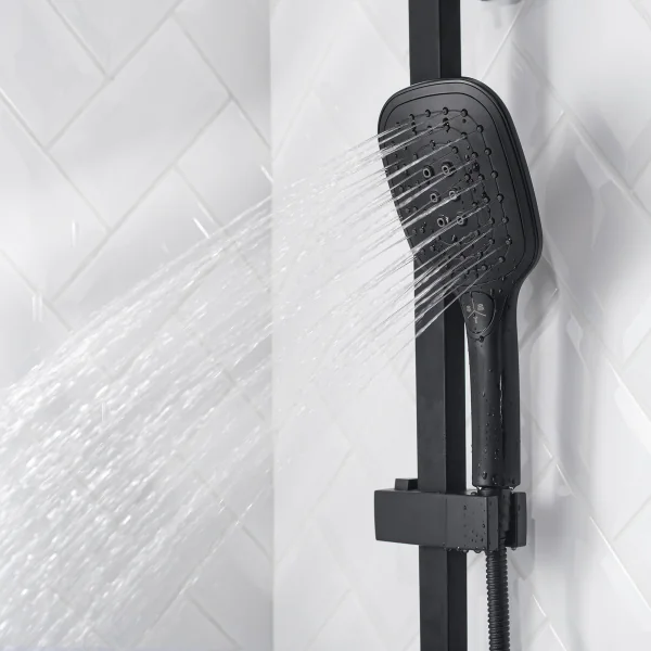 Душевая стойка РМС SUS125BL-009DK с тропическим дуем Нержавеющая сталь Черный