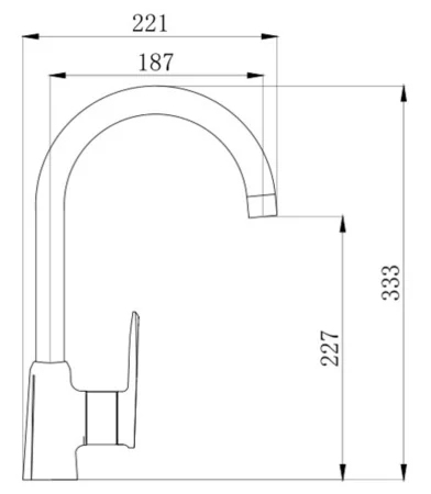 Смеситель для кухни KALUD K4038 с высоким изливом Латунь