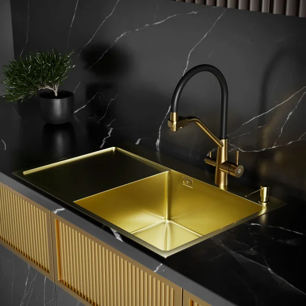 MRK-7851G R Набор 2 в 1 РМС/кухонная мойка с левым крылом + дозатор