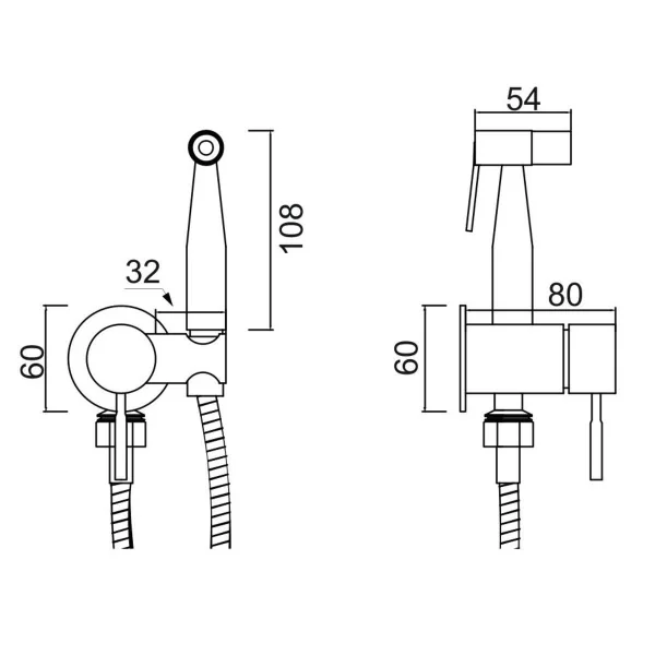 Гигиенический душ со смесителем РМС SUS129-5-1 Нержавеющая сталь