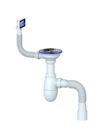 Сифон для мойки с прямоугольным переливом Unicorn B425 Гибкий отвод