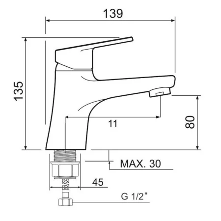 Смеситель для раковины РМС SL132-001F однорычажный Хром
