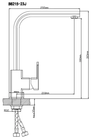 Смеситель для кухни BOOU B8215-23J с высоким изливом Латунь