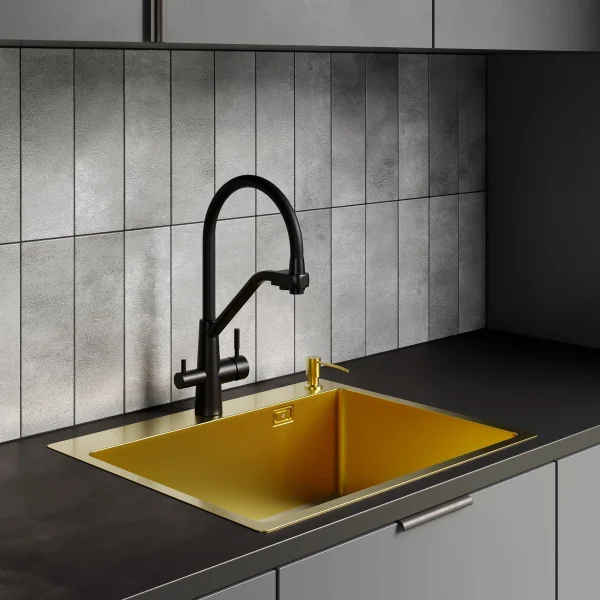 MR-6050G Набор 3 в 1 РМС (кухонная мойка+ корзина раздвижная+ дозатор врезной)