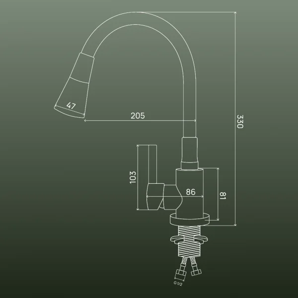 SUS123BL-016F Смеситель для кухни, ø35
