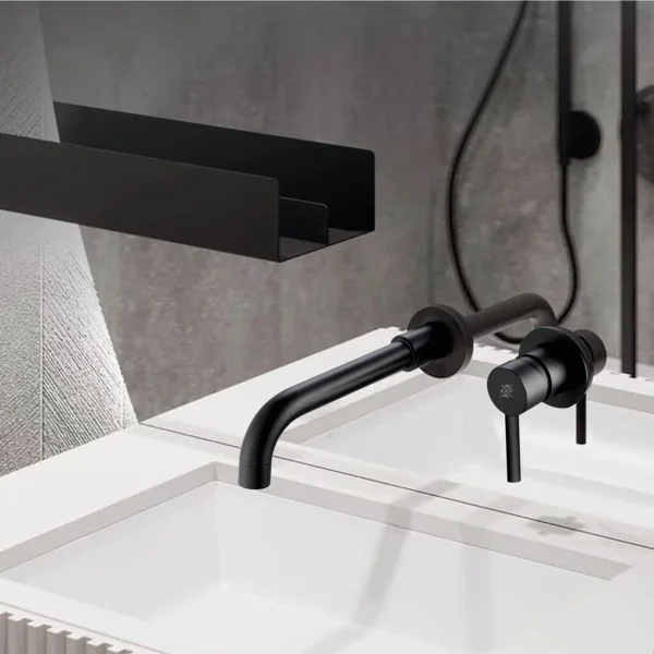 Смеситель для раковины РМС SUS129BL-3 встраиваемый Нержавеющая сталь Черный