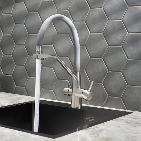 Смеситель для кухни РМС SUS127GY-016F-015 с фильтром для питьевой воды Нержавеющая сталь Серый