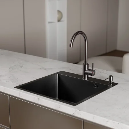 MR-5050BL Набор 3 в 1 РМС (кухонная мойка+ корзина раздвижная+ дозатор врезной)