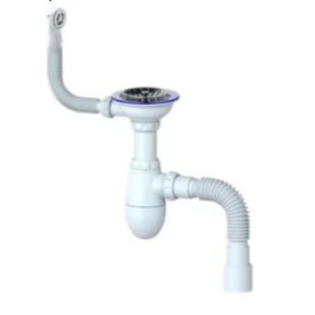 Сифон для мойки с круглым переливом Unicorn B426P Гибкий отвод