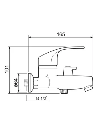 Смеситель для ванны с душем РМС SL85-009E короткий излив Хром