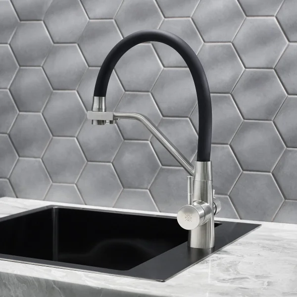 Смеситель для кухни РМС SUS127BL-016F-015 с фильтром для питьевой воды Нержавеющая сталь Черный