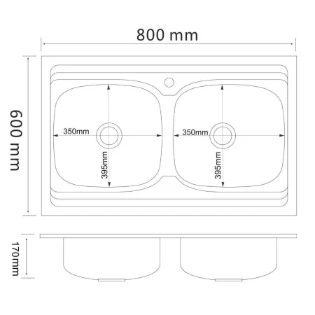 Мойка для кухни РМС MG6-8060-2 Накладная глянцевая