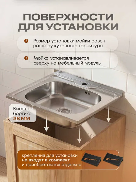 Мойка для кухни РМС MG6-5050 Накладная глянцевая