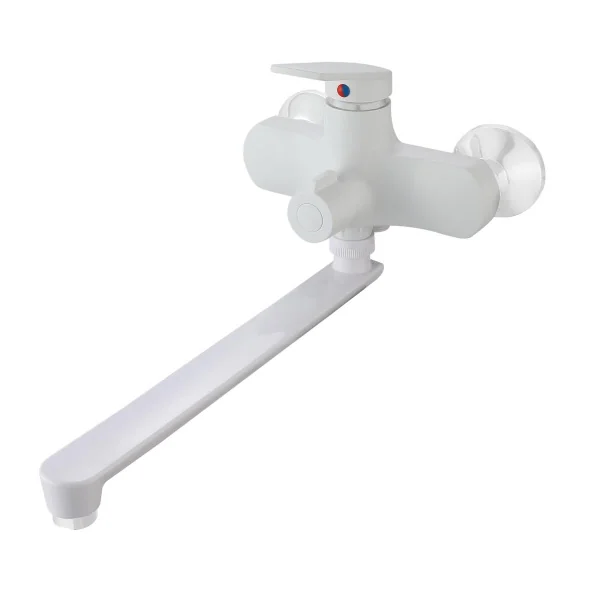 PL7-006E Смеситель для ванны с длинным изливом из высокопрочного пластика-Белый