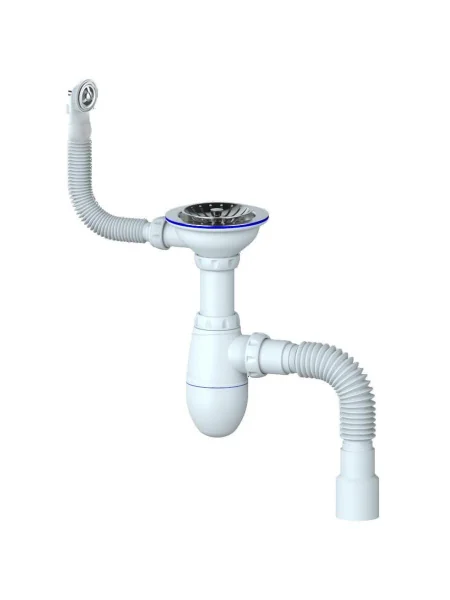 Сифон для мойки с круглым переливом Unicorn B426 Гибкий отвод