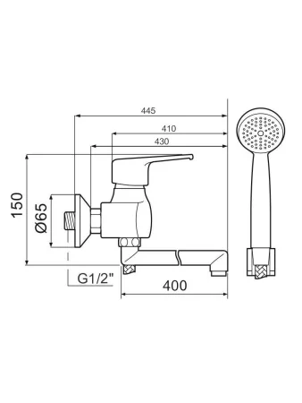 Смеситель для ванны с душем РМС SL50-006E-1 Хром