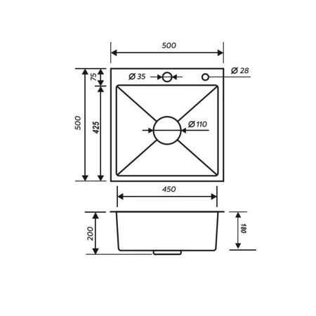 MR-5050BL Matte Набор 3 в 1 РМС (кухонная мойка+ корзина раздвижная+ дозатор врезной)